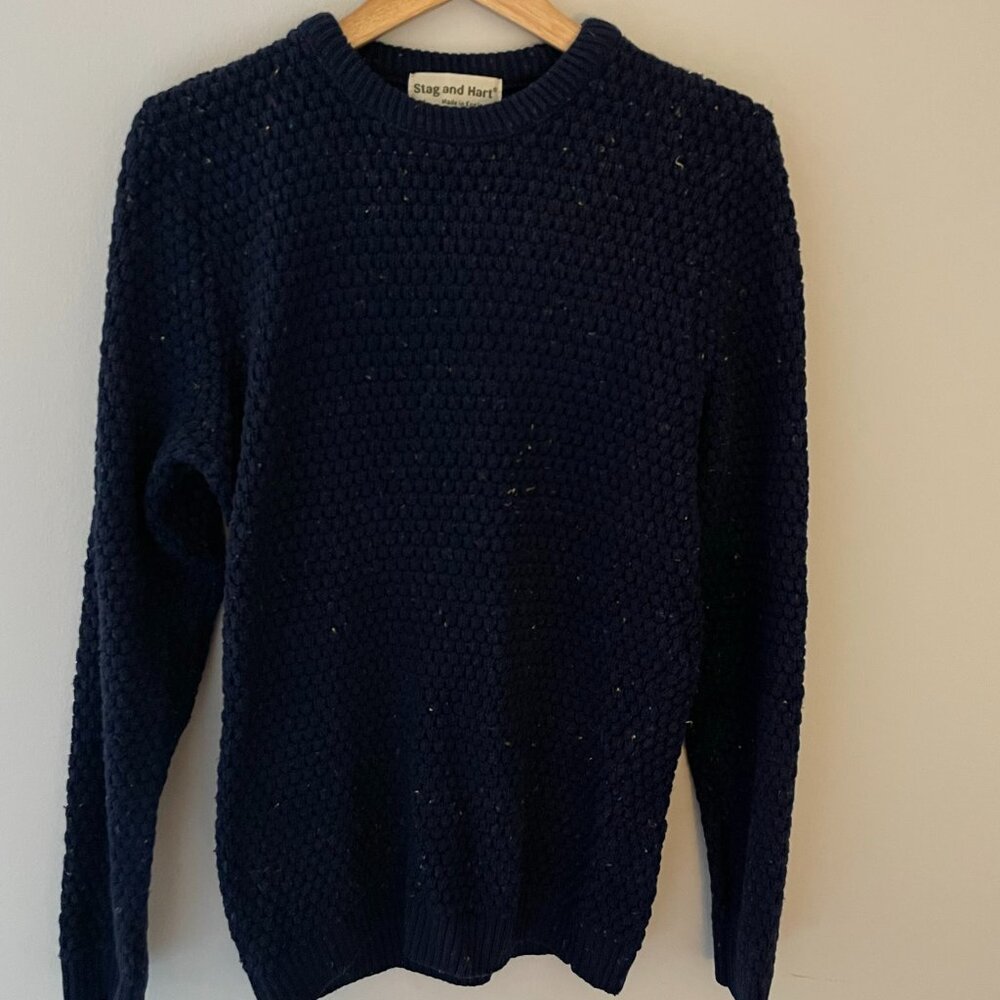 Men's Blue Speckled NEP Knit Sweater Size Medium